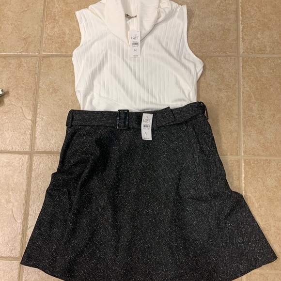 LOFT Dresses & Skirts - Loft Outlet skirt and sleeveless ribbed cowl neck.